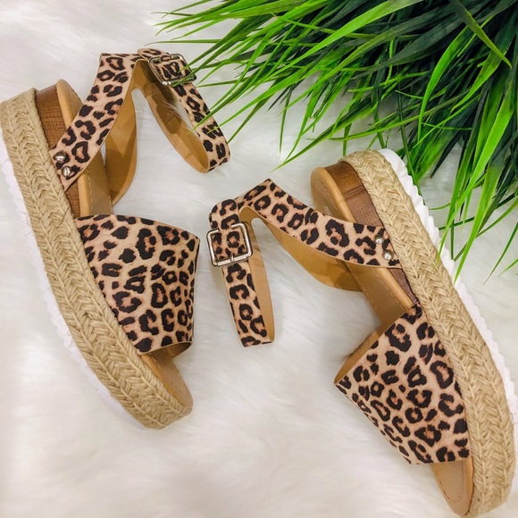 5⭐️OAT CHEETAH PLATFORM SANDALS WEDGES - Shoe - Picture 3 of 7